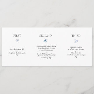 Menu de mariage horizontal Hydrangea Bleu