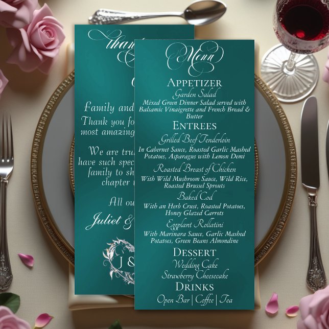Menu de mariage & Merci - Turquoise (Créateur téléchargé)