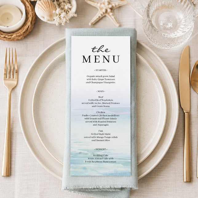 Menu de mariage Minimal Beach Waves (Créateur téléchargé)