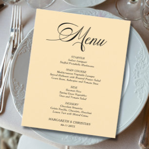 Menu de mariage minimaliste au blé élégant et écon