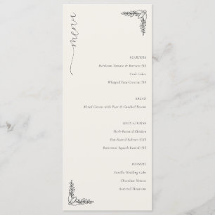 Menu de mariage minimaliste beige élégant