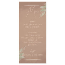 Menu de mariage minimaliste boho terracotta