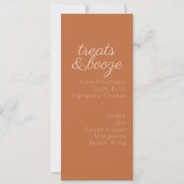 Menu de mariage Minimaliste Boissons Tons Terreux