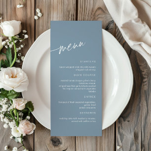 Menu de Mariage minimaliste Dusty Blue