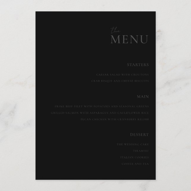 Menu de Mariage minimaliste mat moderne (Devant)