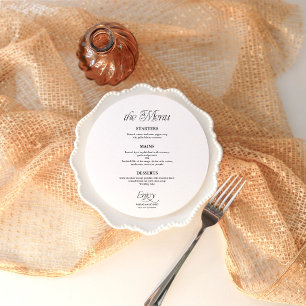 Menu de mariage minimaliste moderne en cercle