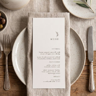 Menu de mariage moderne Branche d'olivier écru