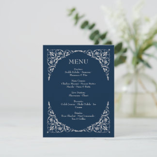 Menu de mariage Navy et Argent Sérénité de Minuit