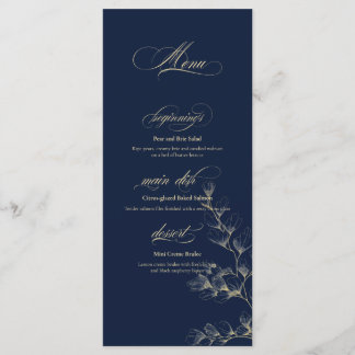 Menu de mariage or et marine