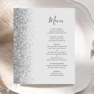 Menu de mariage pailleté argent gris pâle Budget