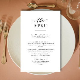 Menu de mariage personnalisé élégant noir et blanc