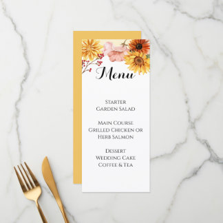Menu de mariage personnalisé Fleur de l'automne