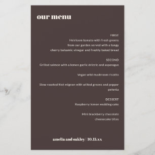 Menu de mariage personnalisé marron ivoire rétro g