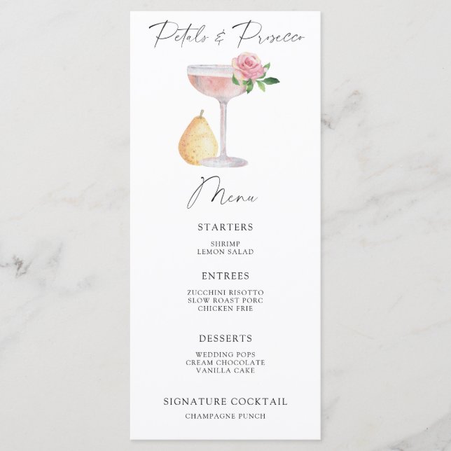 menu de mariage Petales et Prosecco (Devant)