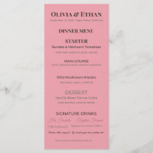 Menu de mariage plat | Carte de réception personna