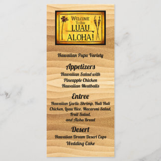 Menu de mariage plat luau hawaïen