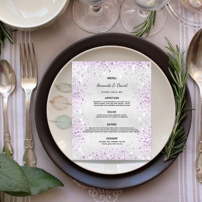 Menu de mariage poussière de paillettes métallique (Créateur téléchargé)