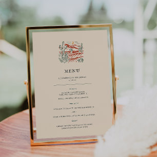 Menu de mariage rétro western cactus désert