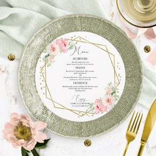 Menu de mariage rond Élégant floral géométrique