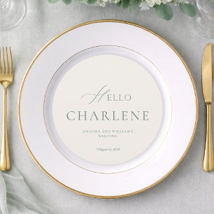 Menu de mariage rond élégant vert sauge