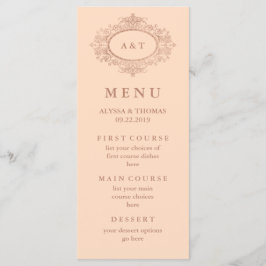 Menu de mariage rose poudré et or rose Faux Glam