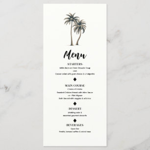Menu de mariage rustique côtier aux palmiers tropi