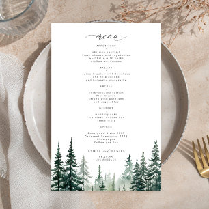 Menu de mariage rustique en forêt de pins 