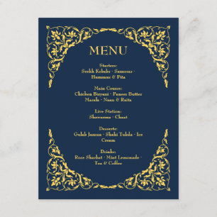 Menu de mariage Sapphire Grace Royal Blue et Or