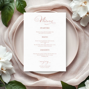 Menu de mariage simple élégant calligraphie sur fa