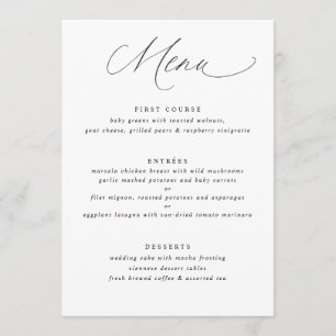 Menu de mariage simple et élégant à calligraphie d