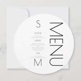 Menu de mariage simple noir et blanc avec monogram