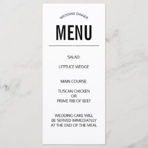 menu de mariage simple personnalisé modèle uni noi