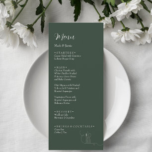 Menu de mariage simple vert foncé et blanc ROE