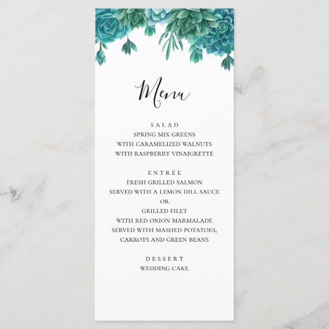 Menu de mariage succulent. Menu de dîner d'été. Ca (Devant)