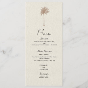 Menu de mariage sur la plage au thème de palmiers 