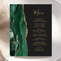Menu de mariage vert émeraude doré sombre et écono