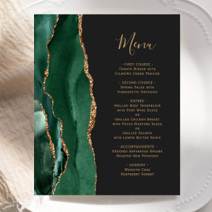 Menu de mariage vert émeraude doré sombre et écono