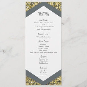 Menu de Mariages glam de Parties scintillant gris 