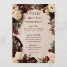 Menu de Noël en velours Burgundy Dahlia Flora