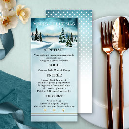 Menu de Noël Paysage d'Hiver à l'Aquarelle