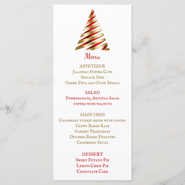 Menu de Noël rouge et or (Devant)