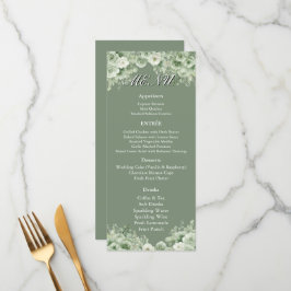 Menu de réception de mariage à couronne florale ve