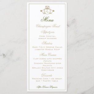 Menu de réception de mariage Claddagh