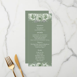 Menu de réception de mariage floral blanc vert sau