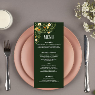 Menu de réception de mariage floral vert