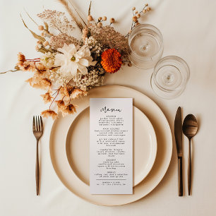 Menu De Réception De Mariage Minimaliste Moderne