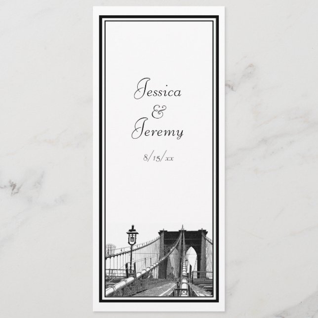 Menu de réception NYC Skyline Brooklyn Bridge #2 (Devant)