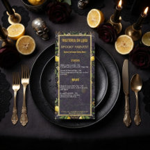 Menu de restaurant Halloween gothique botanique Le