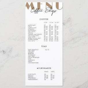 Menu de salon de café minimaliste moderne