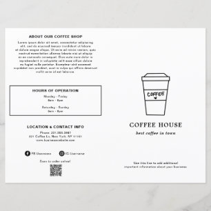 Menu de salon de café noir et blanc mignon